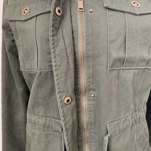 Altar'd State Green Cargo Jacket, full zip, mock neck, sinch waist w/tie & snaps - Picture 10 of 14